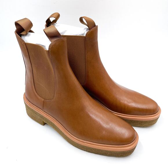 Loeffler Randall Raquel Chelsea Boots Brown Leather Block Heel Ankle Sz 10 - Picture 3 of 14